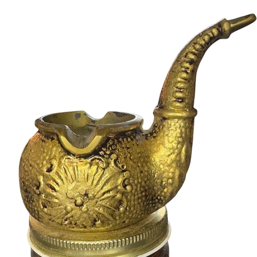Vintage Cast‎ Brass Ashtray, Pipe Design Mid Century tobacciana collectible